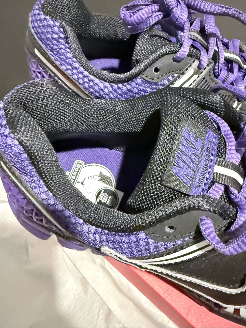 Nike Purple and Black Athletic Sneakers with White Swoosh.Nike Zoom Vomero 5 - Picture 5 of 9